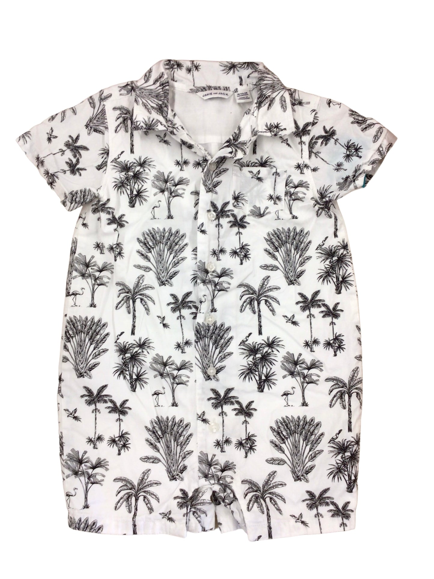 18/24M White & Black Palm Tree Romper