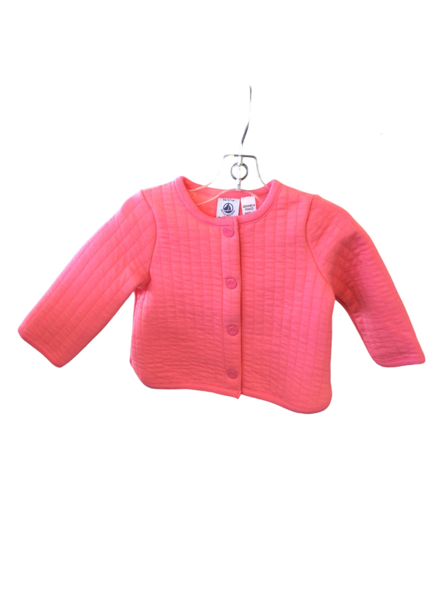 6M Pink Petit Bateau Quilted Cardigan