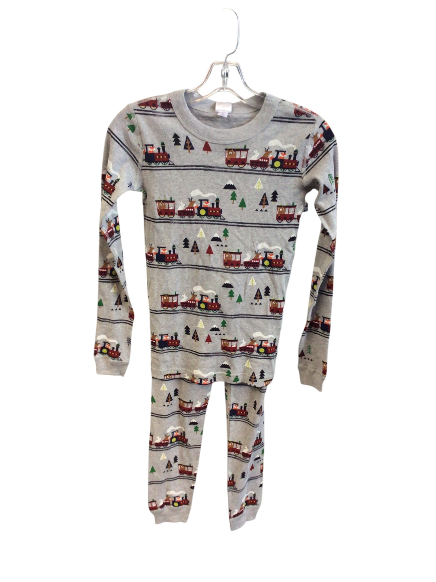 Size 12 Gray Animal Train Scene Hanna Andersson PJ's