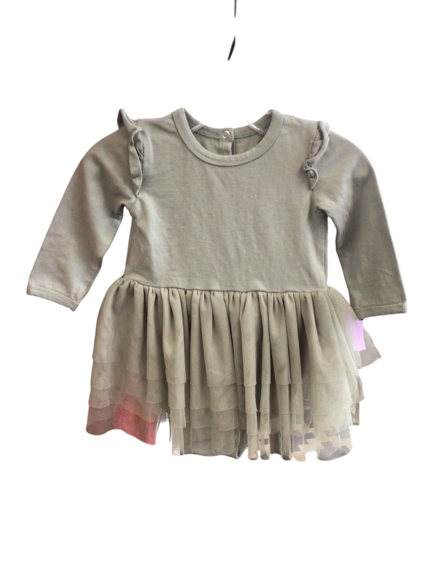 Girl's 0/3M Green Organic Dress