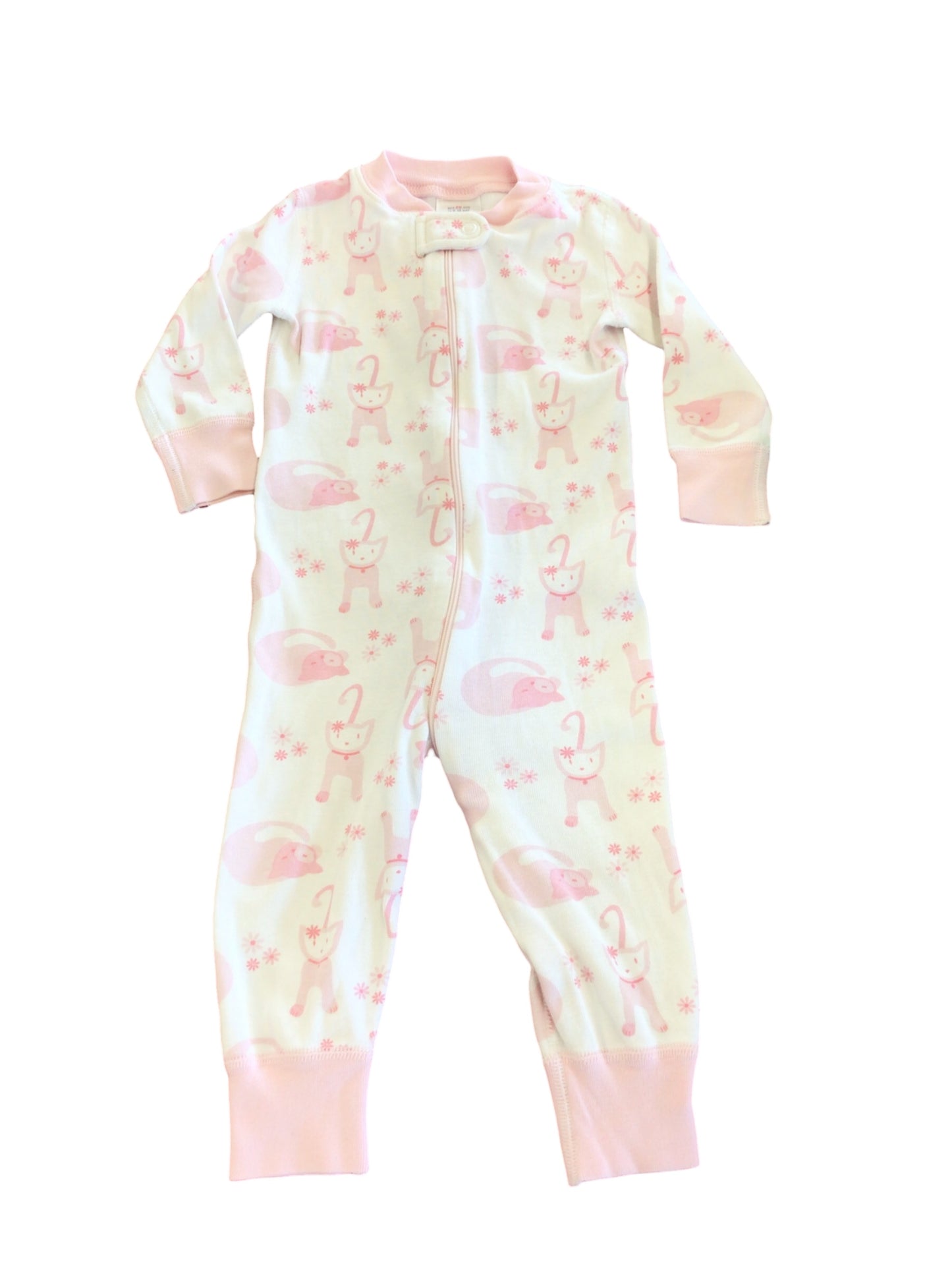 Girls Pink/White Kitty PJs Size 9/18M