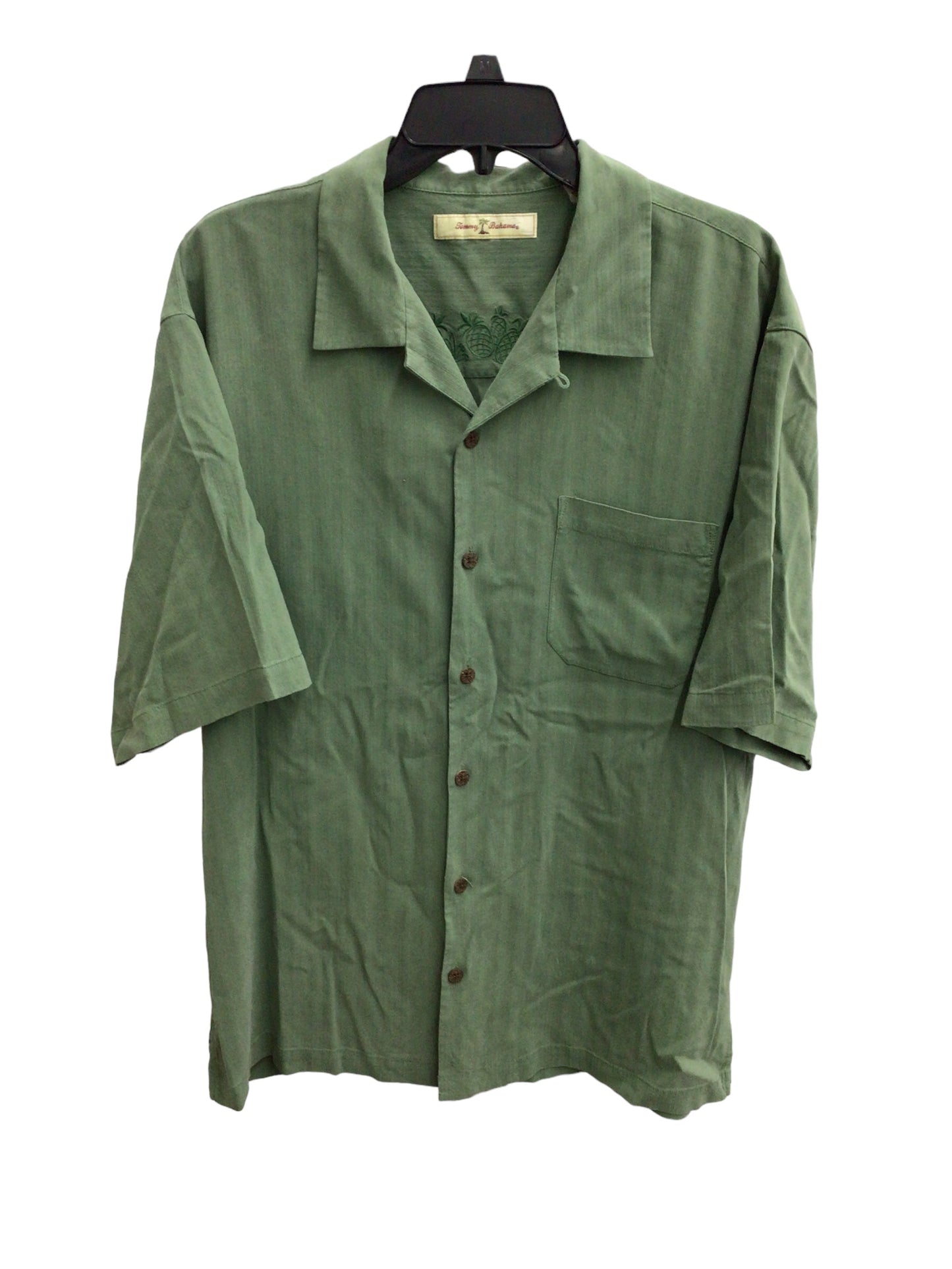 Large Green Silk Button Up Shirt